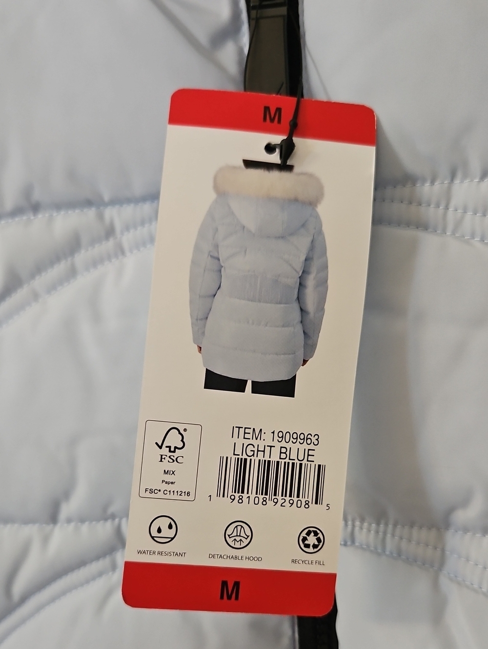 NEW! Nautica Light Blue Hooded Water Resistant Puffer Coat Size M - Picture 11 of 11